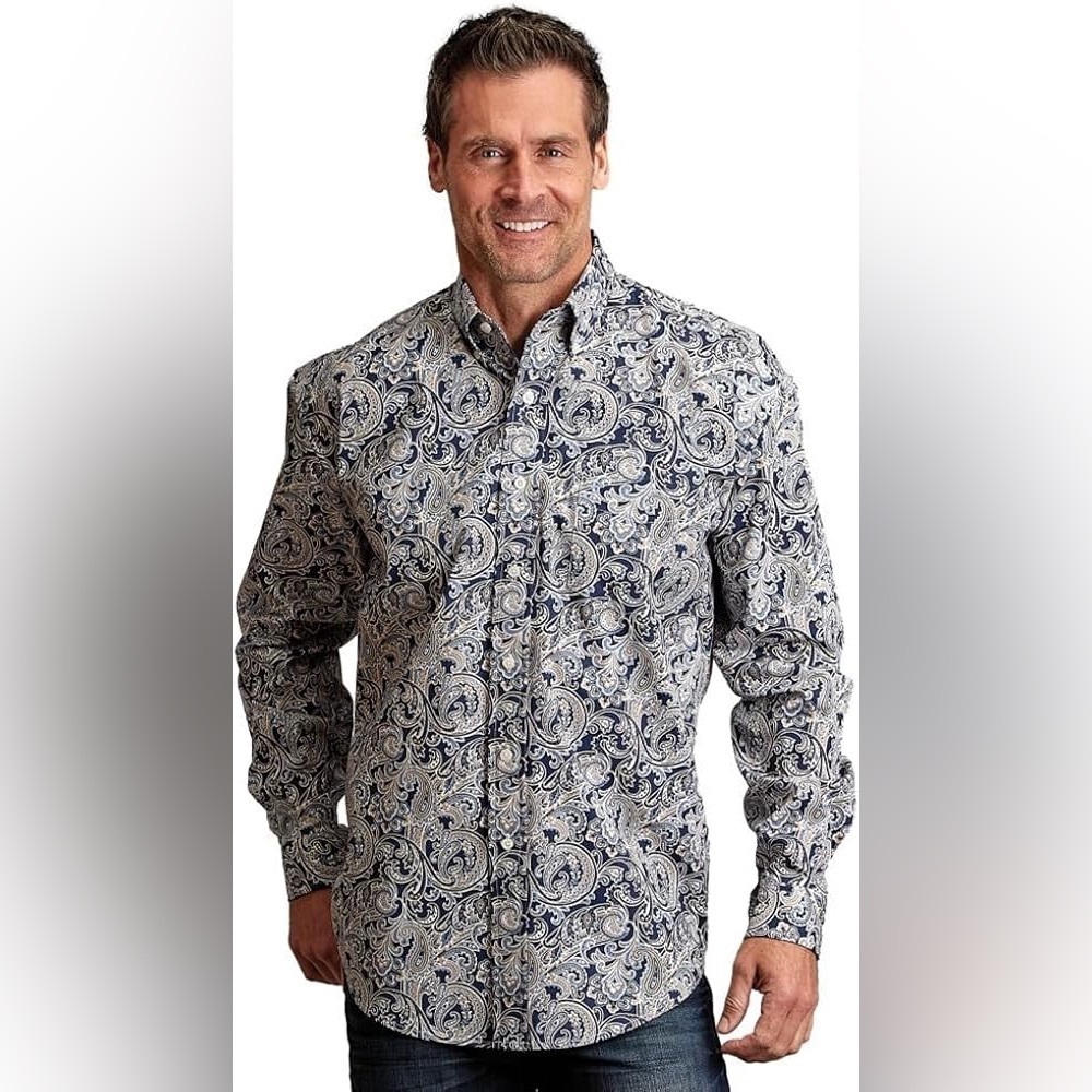 Stetson Blue and White Paisley Shirt